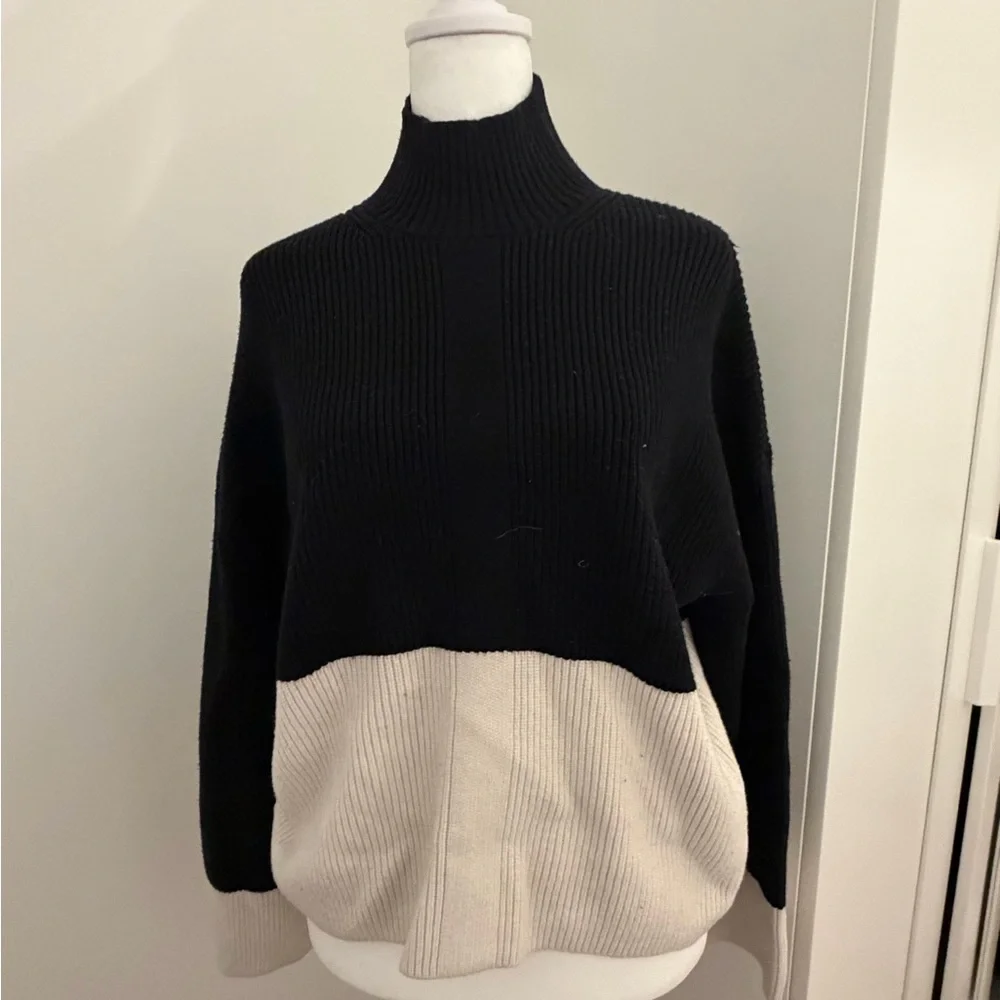 Mango Black and Cream Turtleneck Sweater - Picture 3 of 4